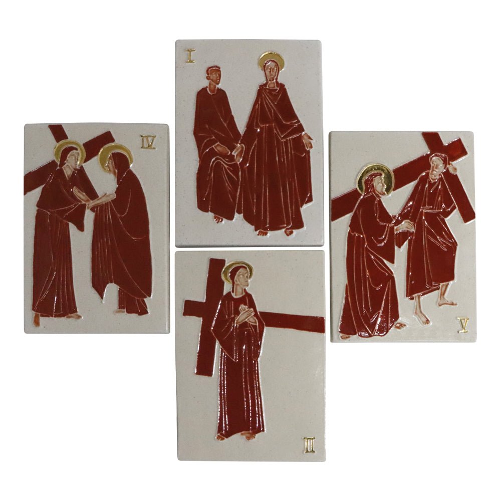 Clay Stations of the Cross - Maroon Finish - Vanpoulles