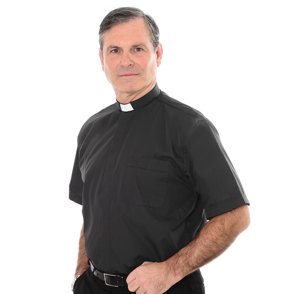 Short Sleeved Slip-In Collar Clergy Shirt - Vanpoulles