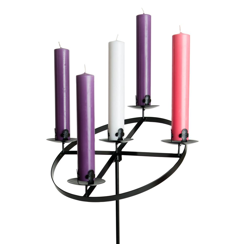 Sloping Advent Wreath Stand complete with Candles - Vanpoulles