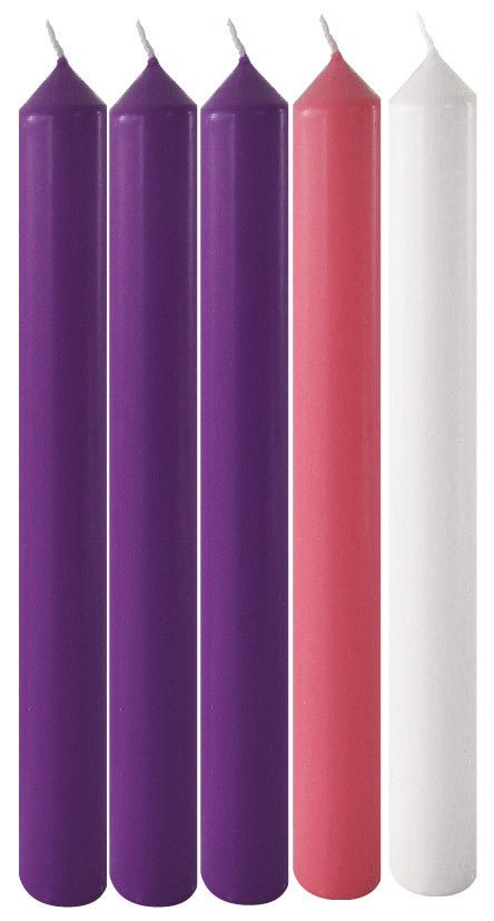 Advent Candles - 3 Purple, 1 Pink, 1 White 12" x 1" - Vanpoulles
