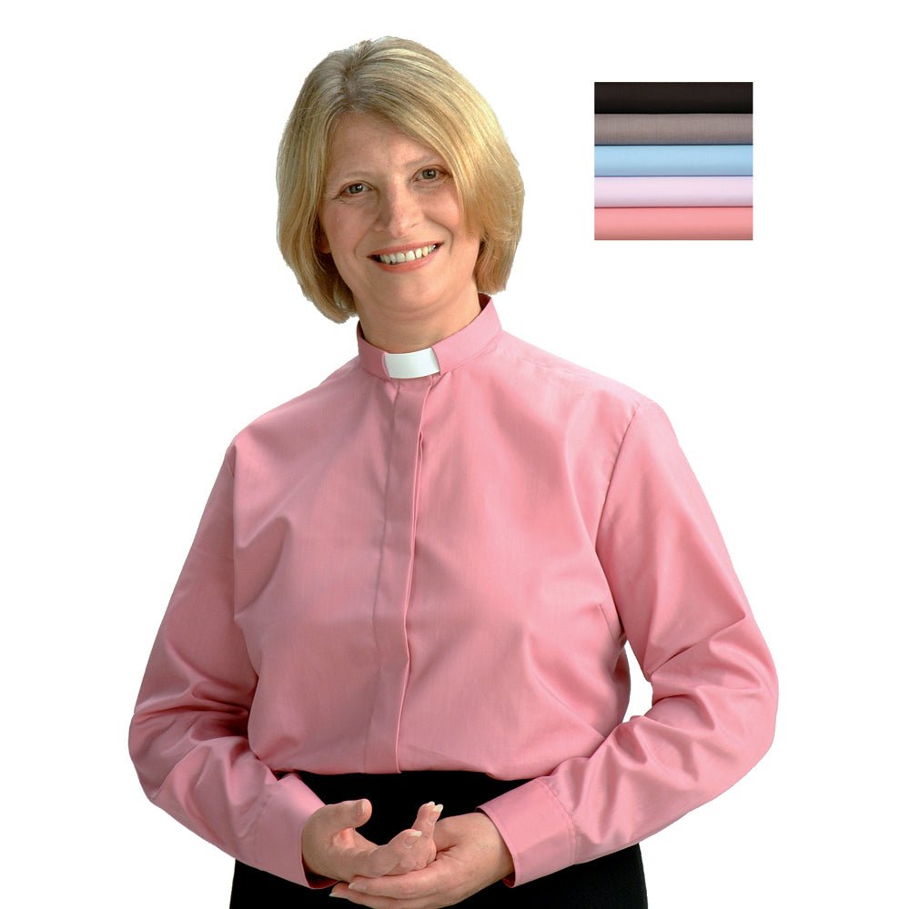 Ladies Long Sleeved Slip-In Collar Clergy Shirt - Vanpoulles