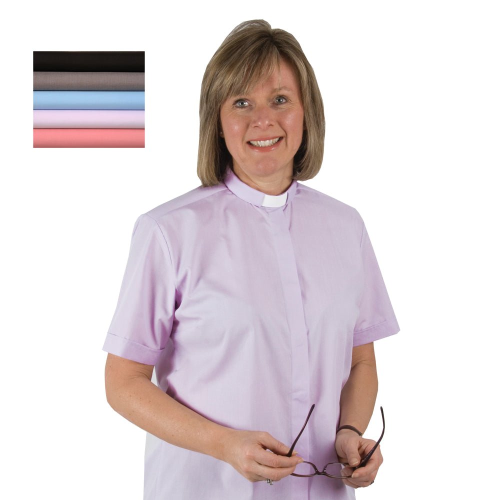 Ladies Short Sleeved Slip-In Collar Clergy Shirt - Vanpoulles