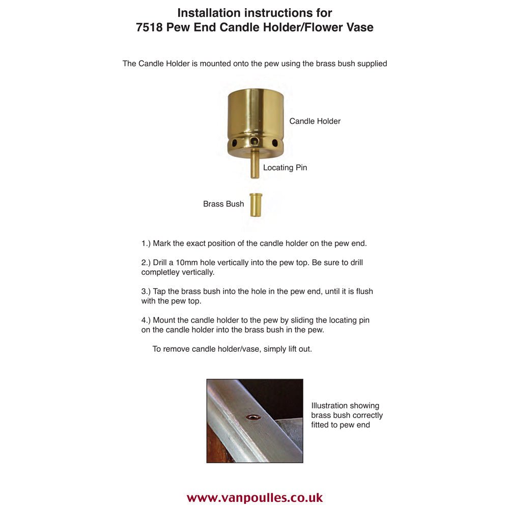 Pew End Candle Holder/Flower Vase - Vanpoulles